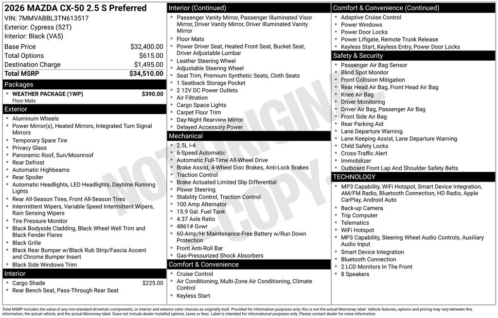 New 2026 MAZDA CX-50 AWD 2.5 S w/ Weather Package image 37