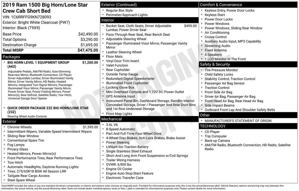 Used 2019 RAM 1500 Big Horn image 3