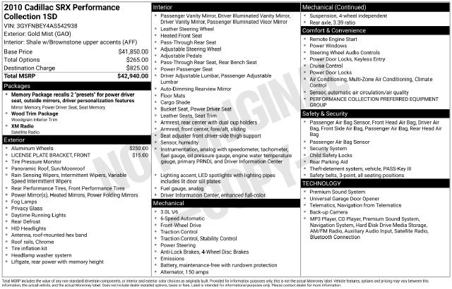 Used 2010 Cadillac SRX Performance FWD image 20