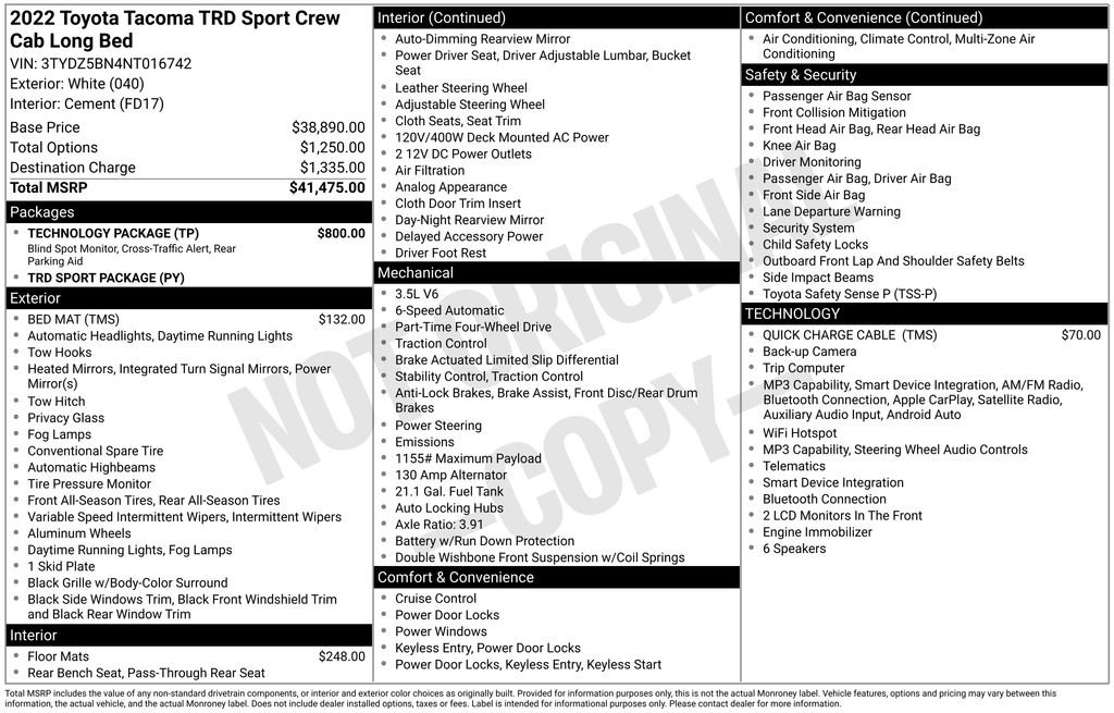 Certified 2022 Toyota Tacoma TRD Sport w/ Technology Package AWD/4WD image 26