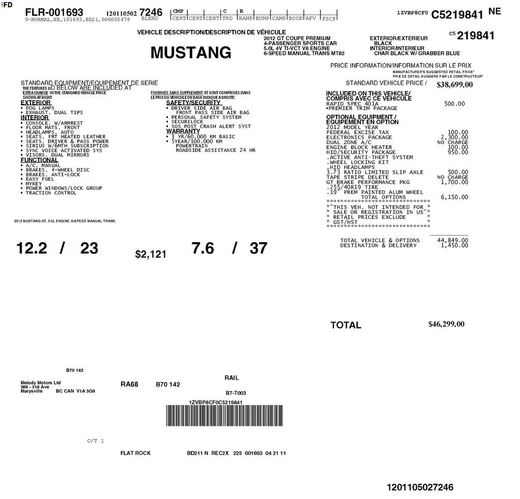 Used 2012 Ford Mustang GT w/ Electronics Pkg RWD image 2