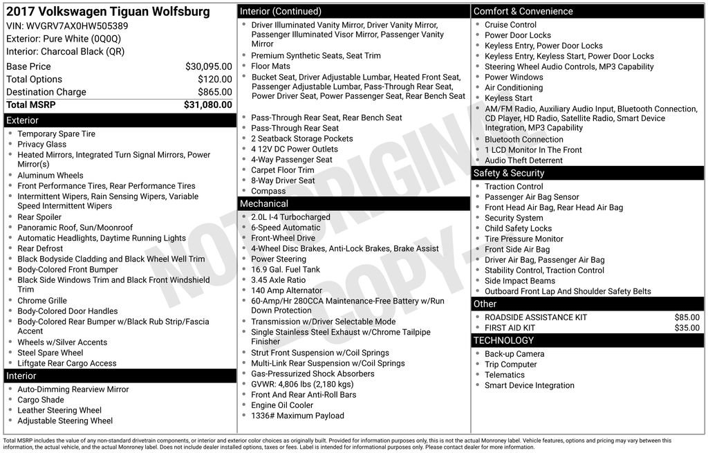 Used 2017 Volkswagen Tiguan Wolfsburg Edition FWD image 2