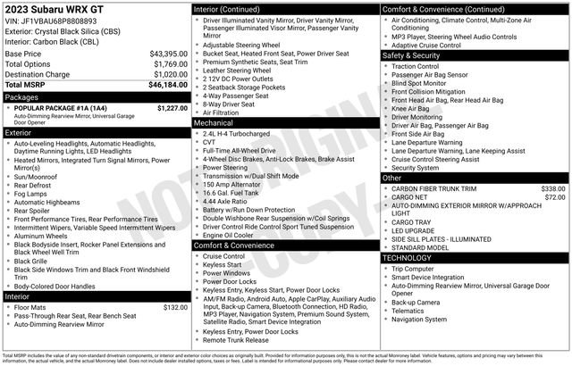 Used 2023 Subaru WRX GT w/ Popular Package #1A image 28