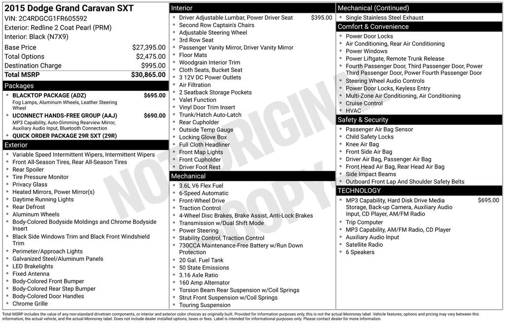 Used 2015 Dodge Grand Caravan SXT w/ Blacktop Package FWD image 27