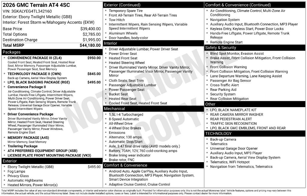 New 2026 GMC Terrain AT4 w/ Convenience Package III AWD/4WD image 30