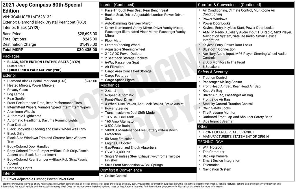 Used 2021 Jeep Compass 80th Special Edition image 17