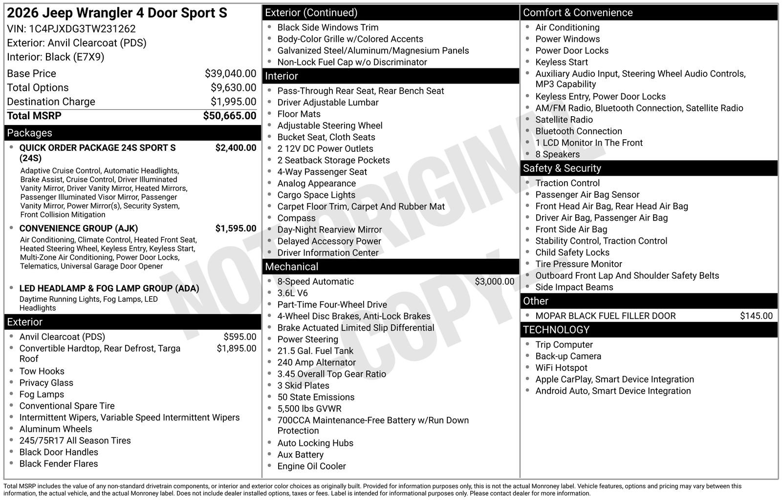 New 2026 Jeep Wrangler Unlimited Sport AWD/4WD image 24