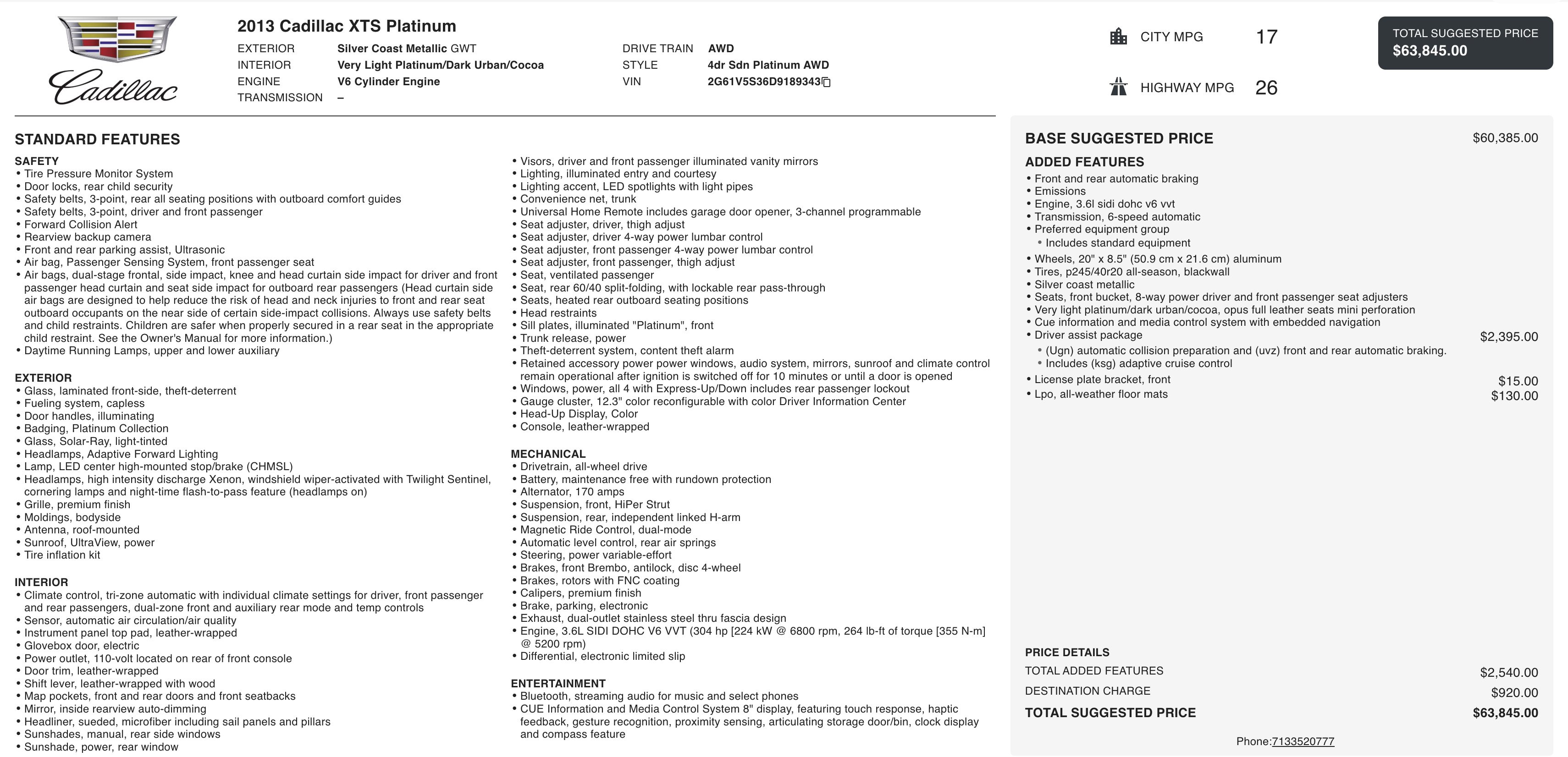 Used 2013 Cadillac XTS Platinum w/ Driver Assist Package image 5