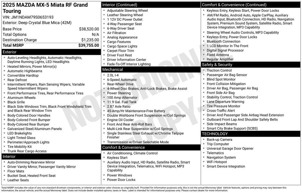 Used 2025 MAZDA MX-5 Miata RF Grand Touring image 48