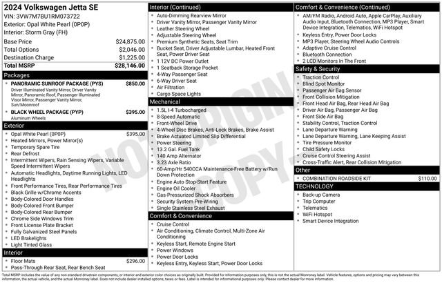 Used 2024 Volkswagen Jetta SE w/ Panoramic Sunroof Package image 4