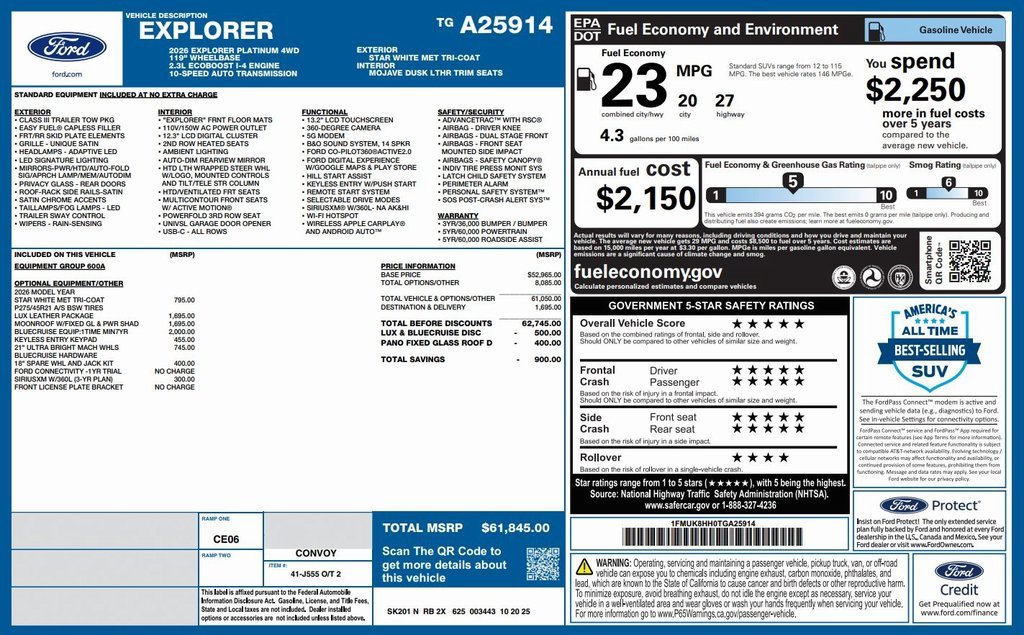 New 2026 Ford Explorer Platinum w/ LUX Leather Package image 2