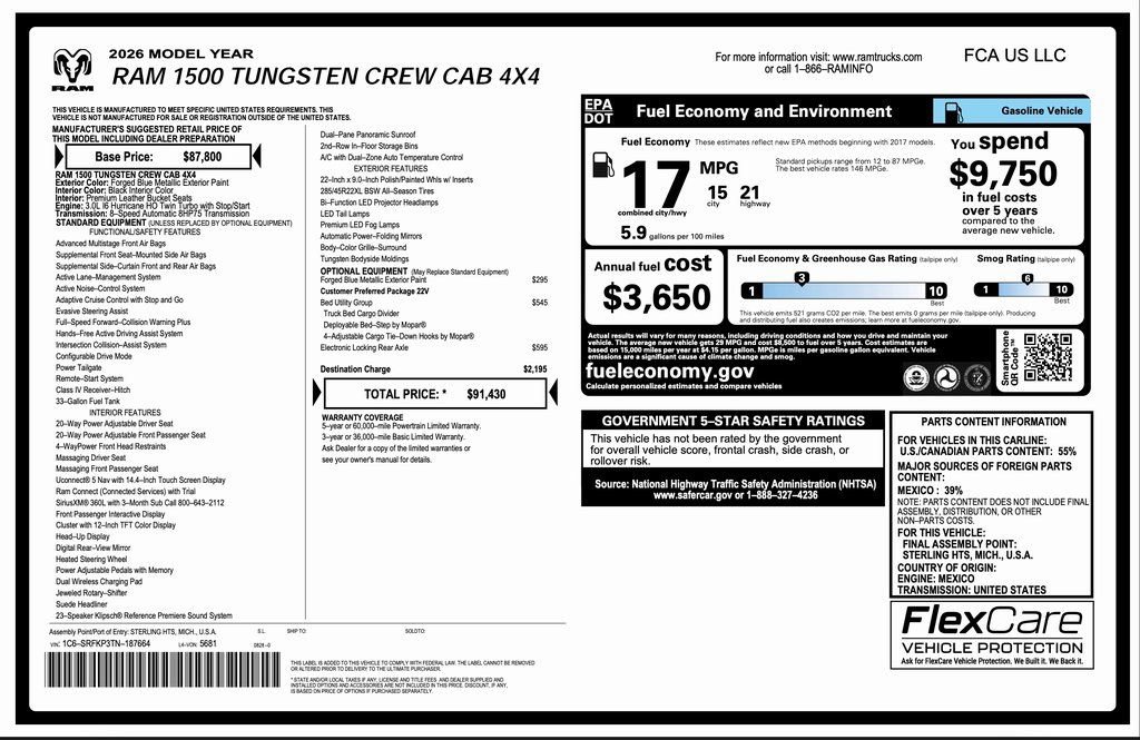 New 2026 RAM 1500 Tungsten w/ Bed Utility Group image 2