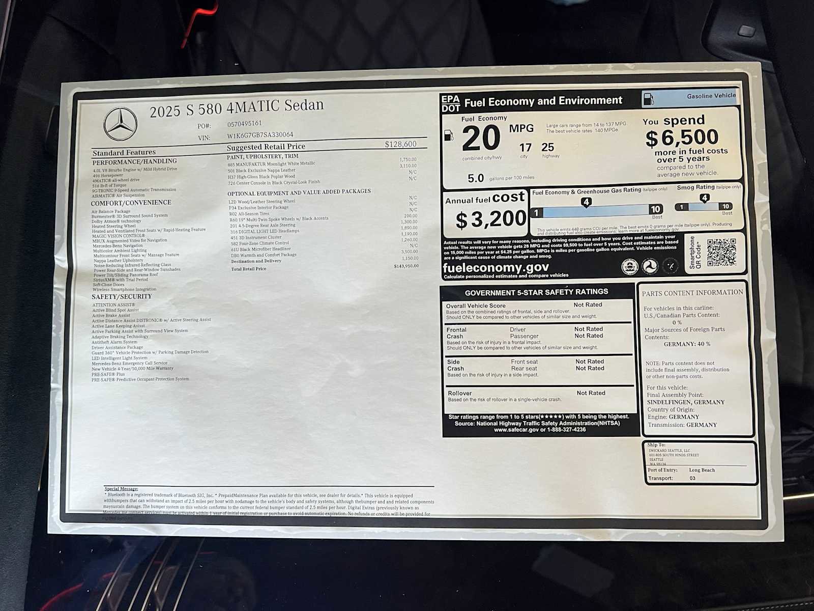 New 2025 Mercedes-Benz S 580 4MATIC Sedan image 47