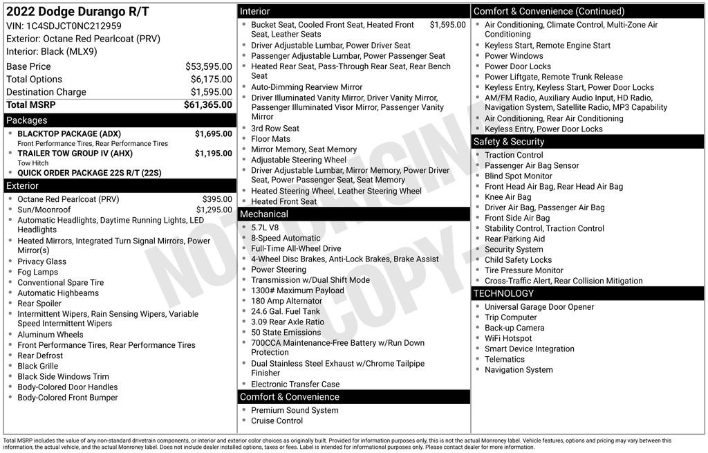 Used 2022 Dodge Durango R/T w/ Blacktop Package AWD/4WD image 40