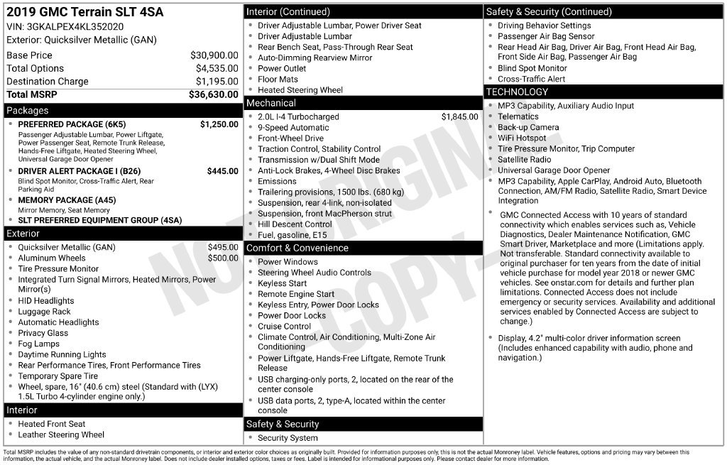 Used 2019 GMC Terrain SLT w/ Preferred Package