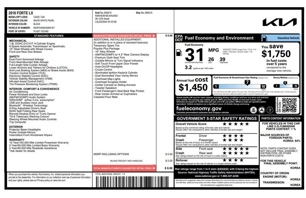 Used 2016 Kia Forte LX w/ LX Popular Plus Package image 26