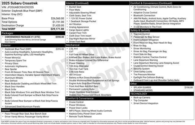 Certified 2025 Subaru Crosstrek 2.0i w/ Convenience Package #1 AWD/4WD image 29