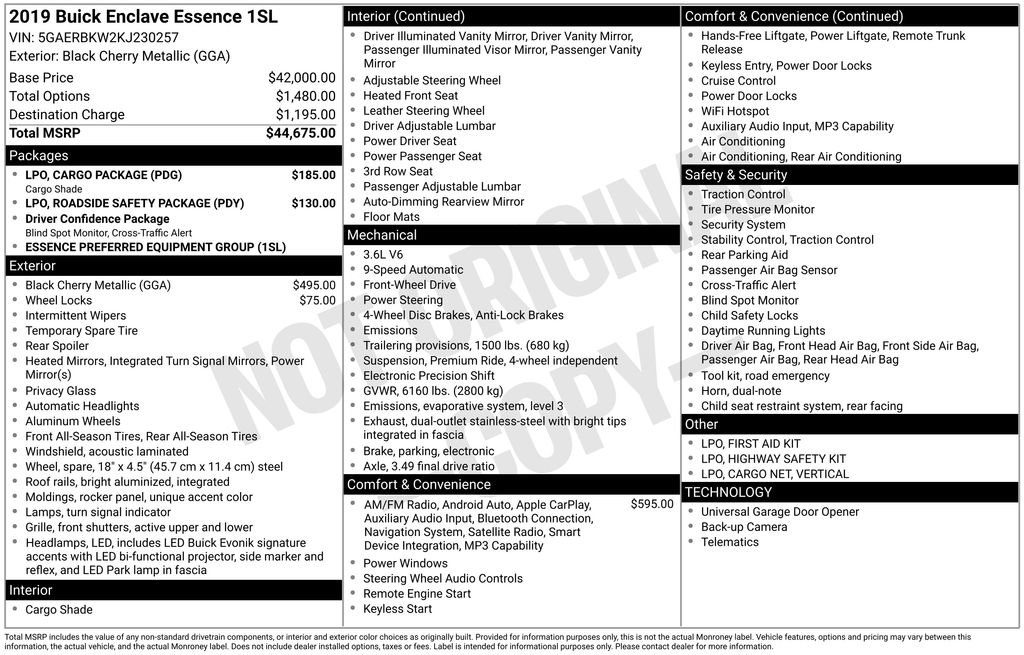 Used 2019 Buick Enclave Essence w/ LPO, Cargo Package image 39