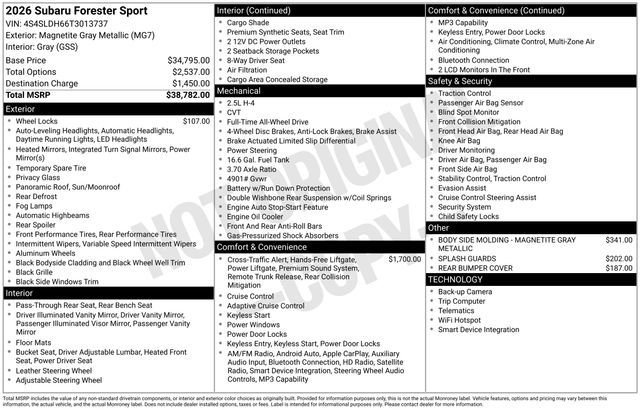 Certified 2026 Subaru Forester Sport AWD/4WD image 33