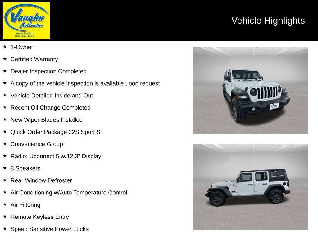 Used 2024 Jeep Wrangler Unlimited Sport AWD/4WD image 2