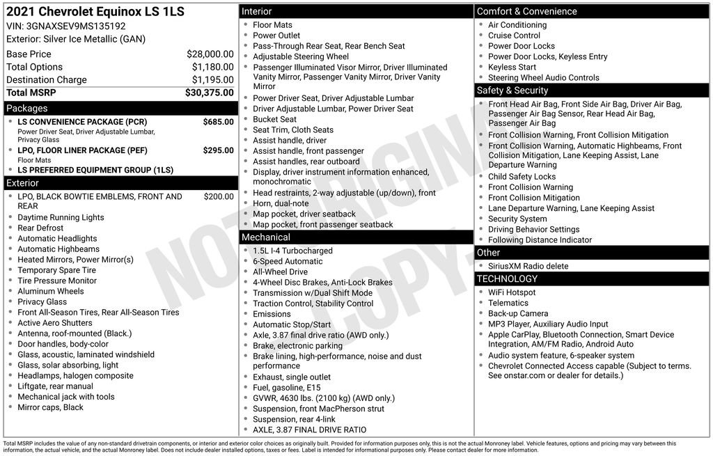 Used 2021 Chevrolet Equinox LS w/ LS Convenience Package AWD/4WD image 34
