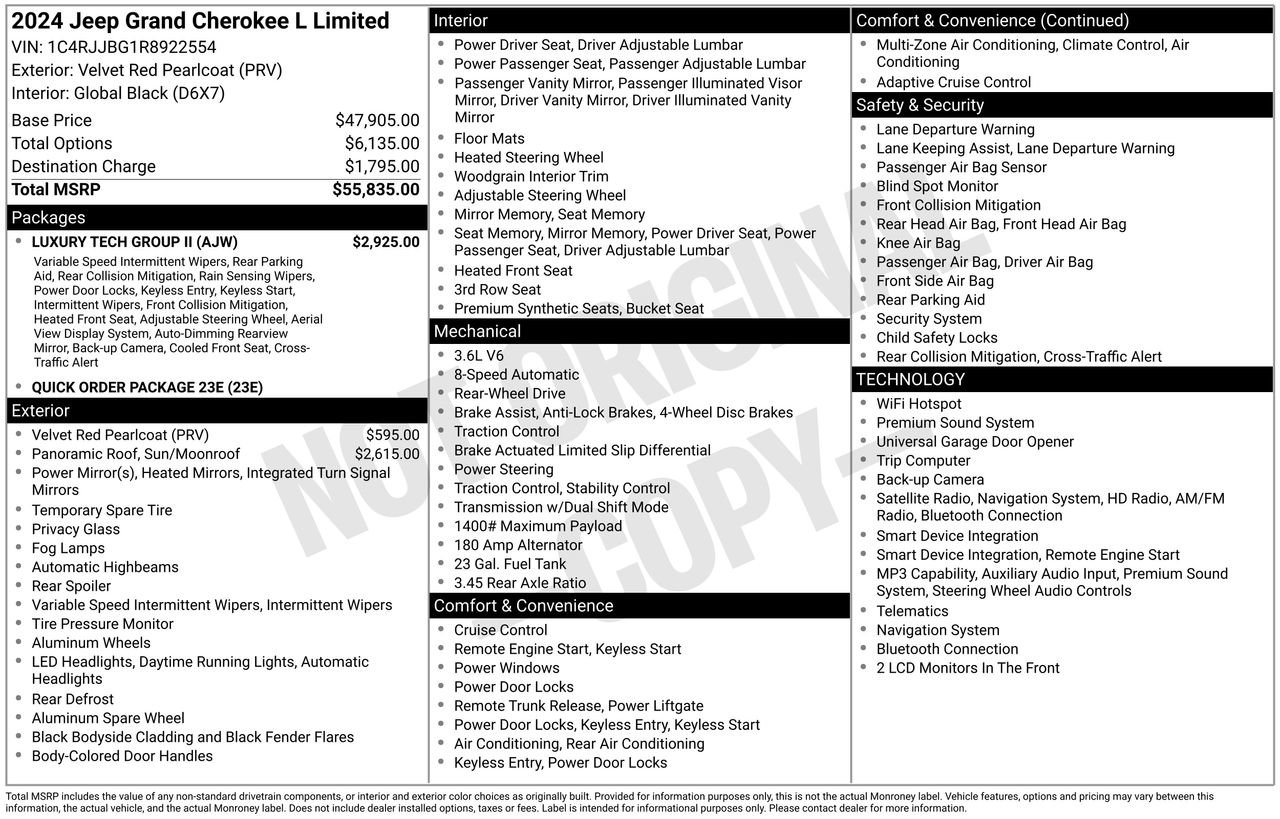 Used 2024 Jeep Grand Cherokee L Limited w/ Luxury Tech Group II RWD image 54