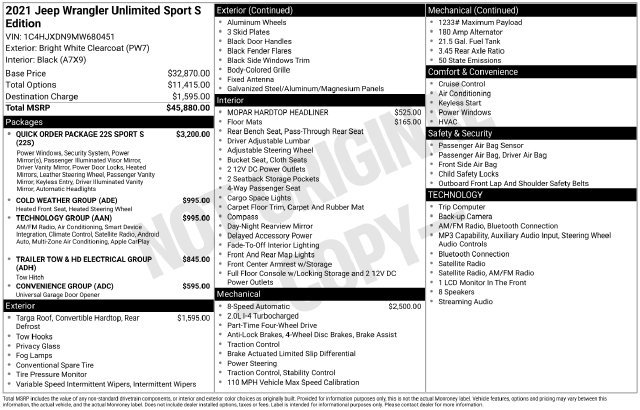 Used 2021 Jeep Wrangler Unlimited Sport AWD/4WD image 26