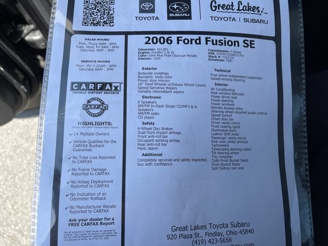 Used 2006 Ford Fusion SE FWD image 27