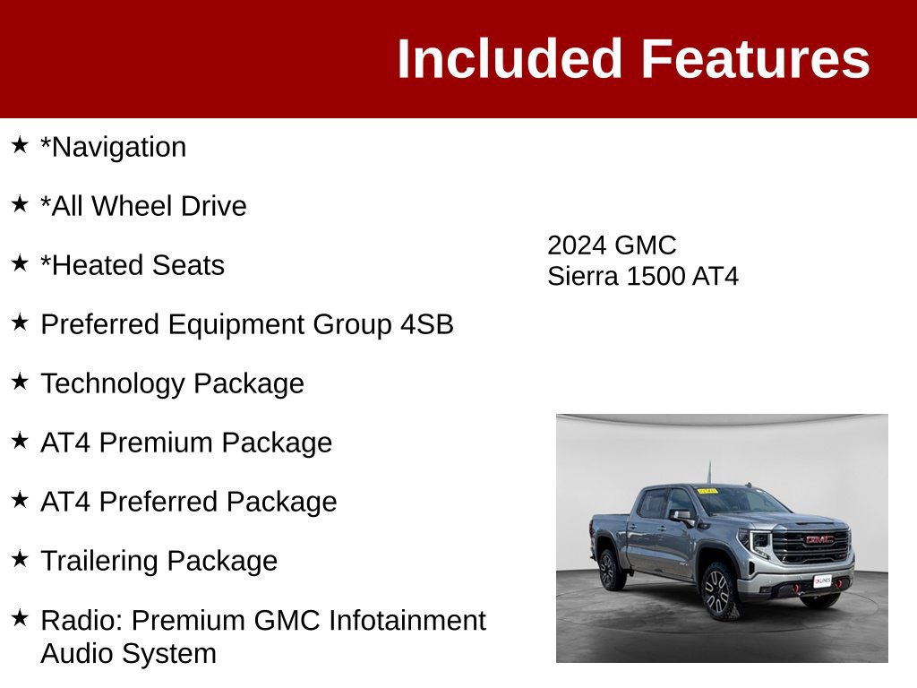 Used 2024 GMC Sierra 1500 AT4 w/ Technology Package AWD/4WD image 3