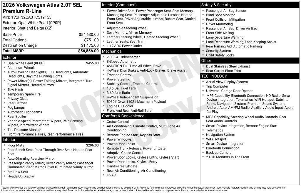 Certified 2026 Volkswagen Atlas SEL Premium R-Line AWD/4WD image 12