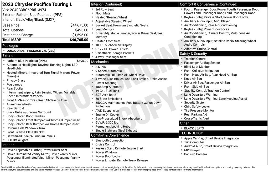 Used 2023 Chrysler Pacifica Touring-L AWD/4WD image 6