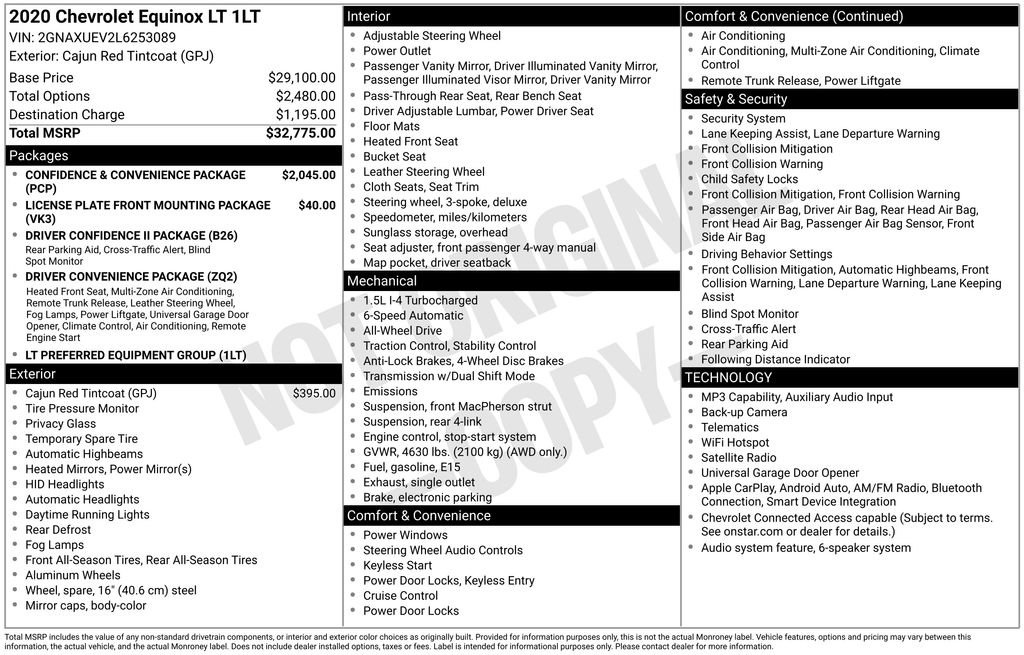 Certified 2020 Chevrolet Equinox LT AWD/4WD image 3