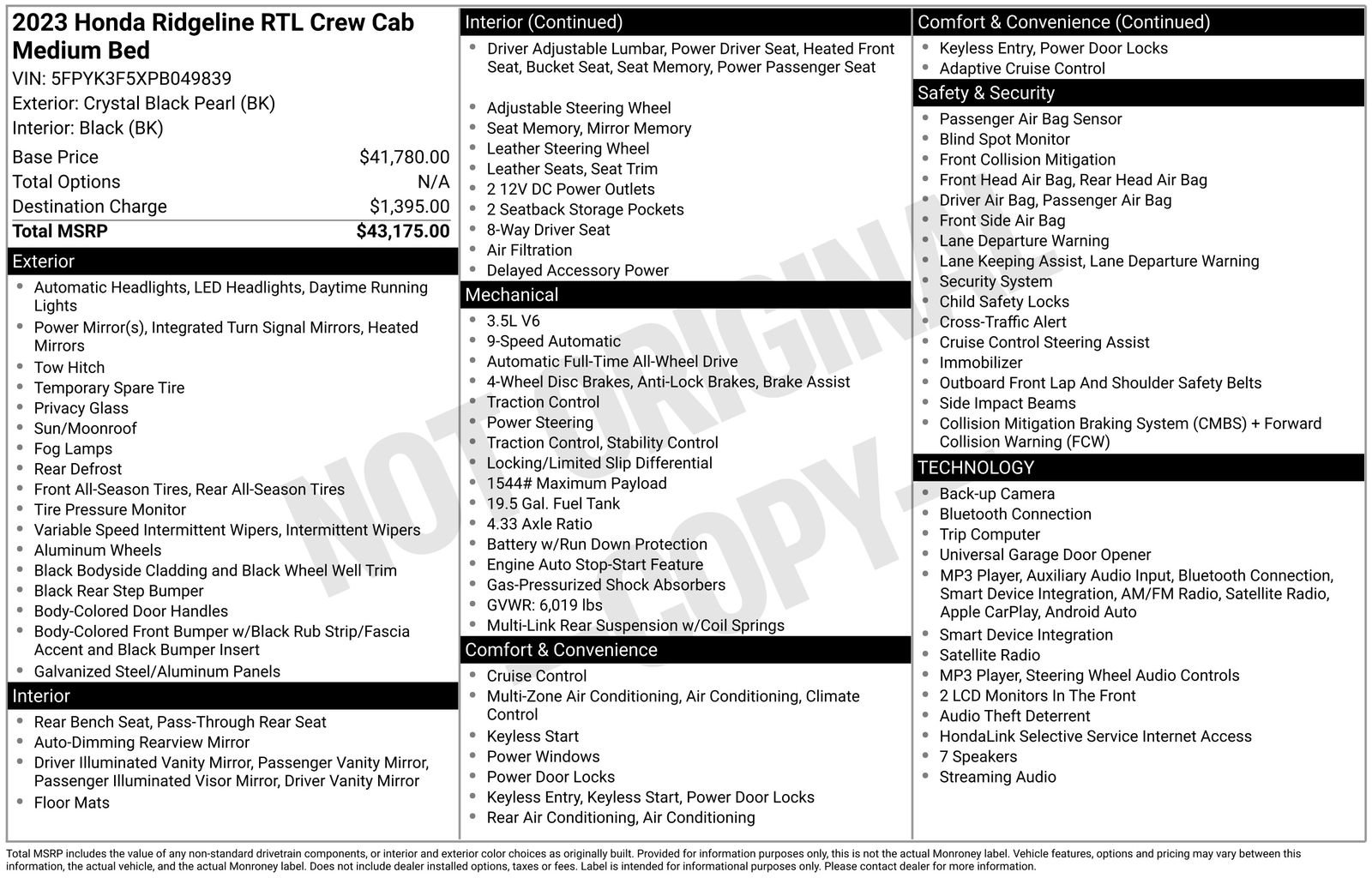 Used 2023 Honda Ridgeline RTL image 79