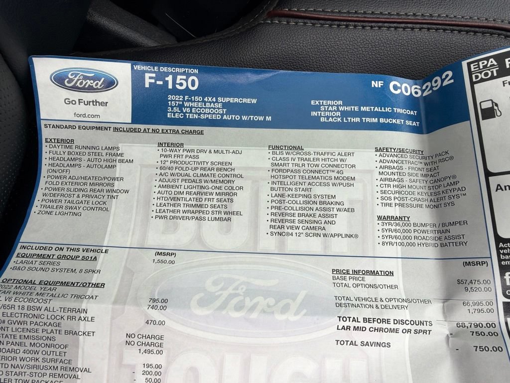 Used 2022 Ford F150 Lariat AWD/4WD image 47