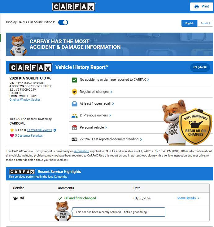 Used 2020 Kia Sorento S image 8