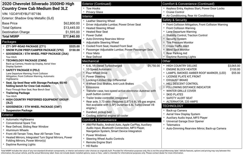 Used 2020 Chevrolet Silverado 3500 High Country w/ Z71 Off-Road Package image 10