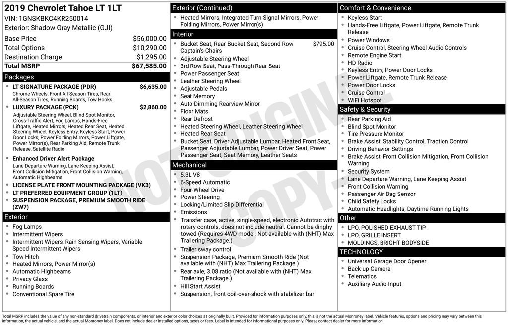 Used 2019 Chevrolet Tahoe LT w/ LT Signature Package AWD/4WD image 8