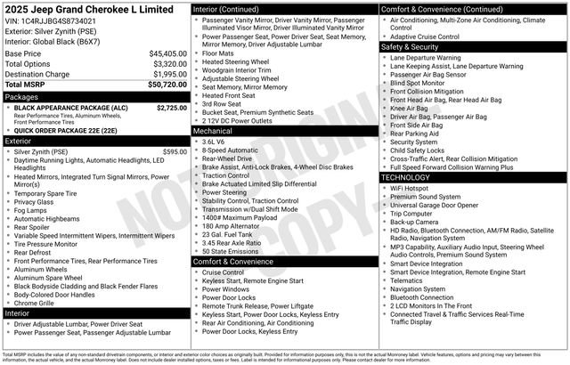Used 2025 Jeep Grand Cherokee L Limited w/ Black Appearance Package RWD image 7