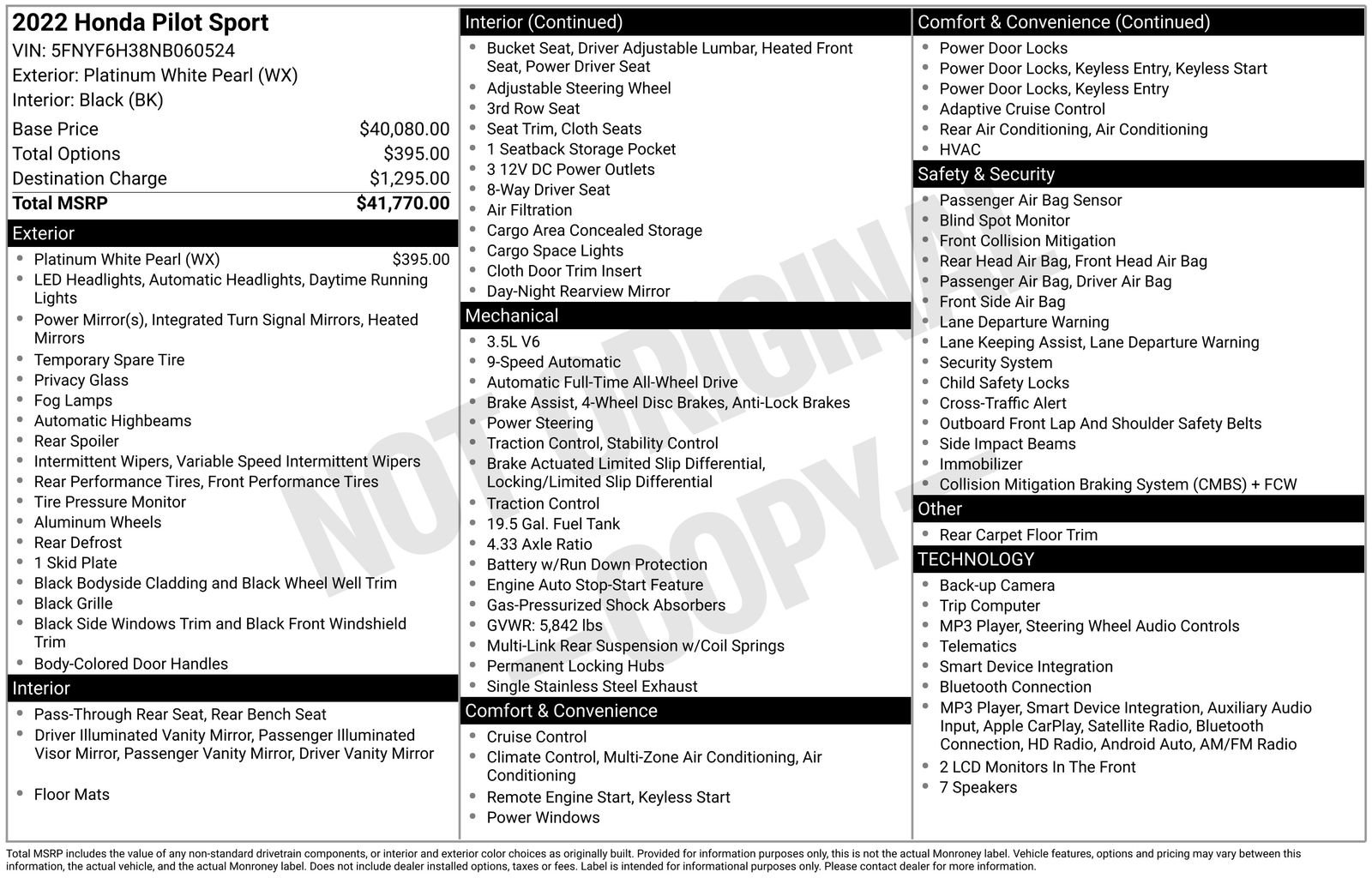 Used 2022 Honda Pilot Sport image 80