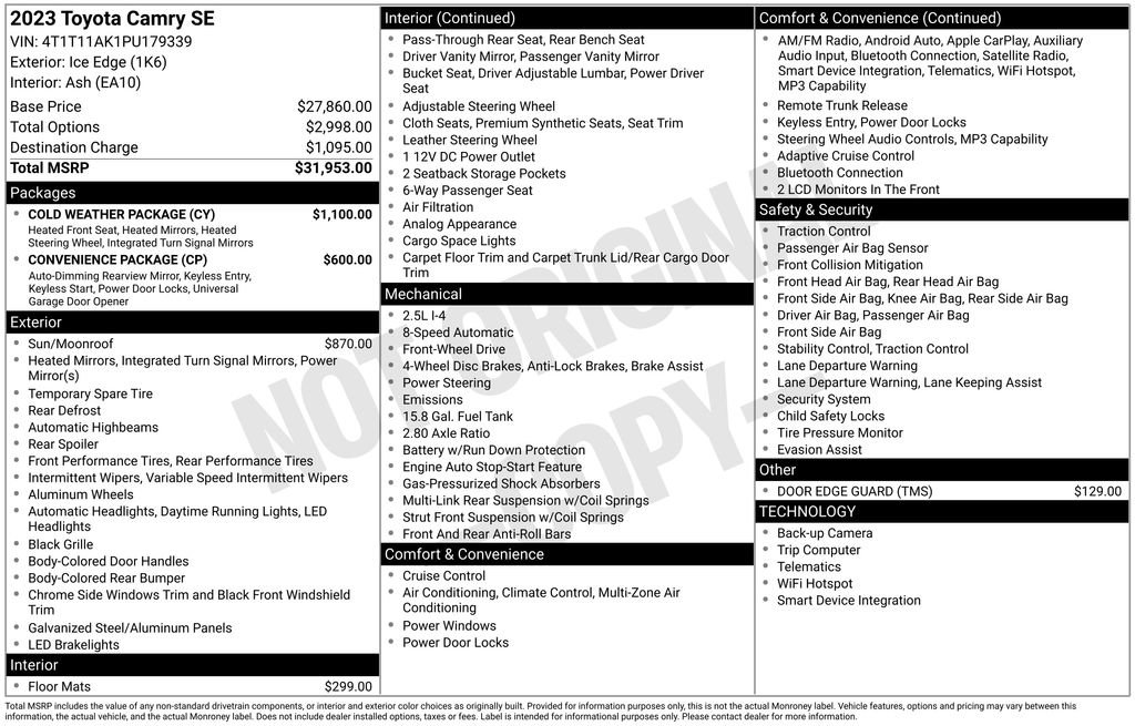 Used 2023 Toyota Camry SE w/ Cold Weather Package image 6