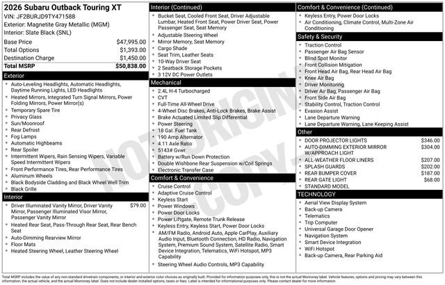 Used 2026 Subaru Outback Touring XT AWD/4WD image 3