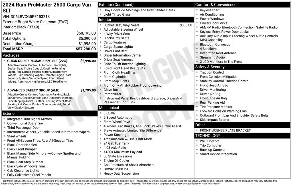 Used 2024 RAM ProMaster 2500 w/ Quick Order Package 22G SLT FWD image 3