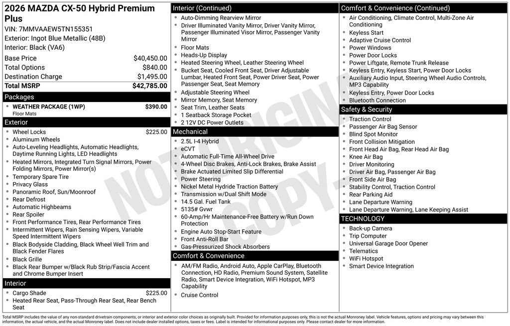 New 2026 MAZDA CX-50 2.5 Hybrid w/ Weather Package image 4