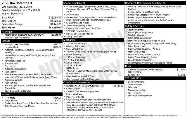 New 2025 Kia Sorento EX w/ Panoramic Sunroof Package FWD image 29