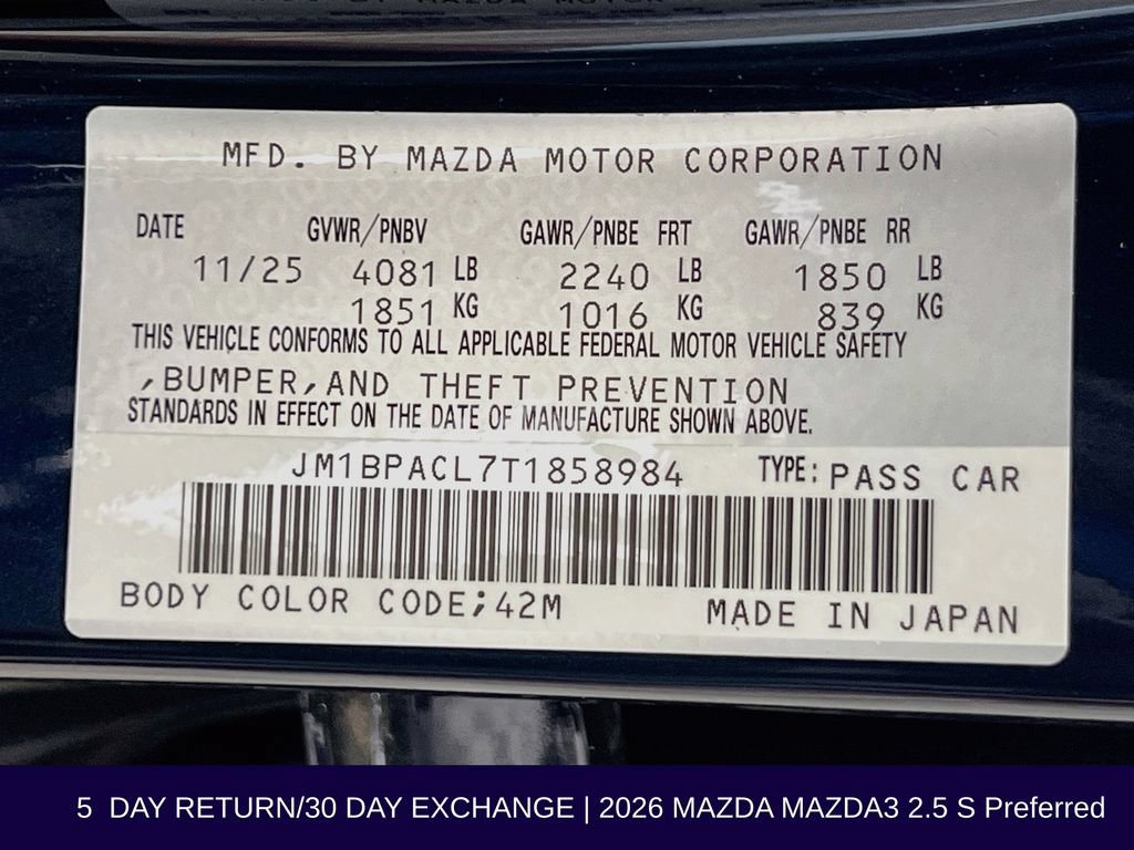 Used 2026 MAZDA MAZDA3 2.5 S Sedan w/ Preferred Pkg FWD image 37