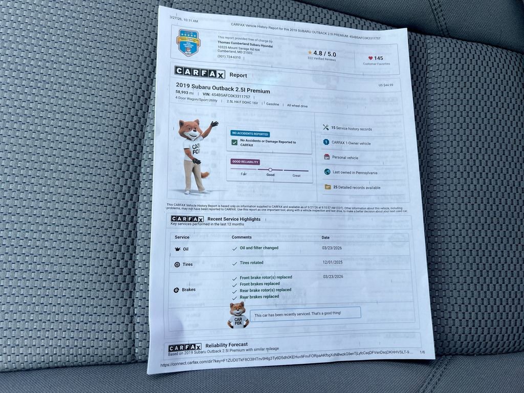 Used 2019 Subaru Outback 2.5i Premium image 38