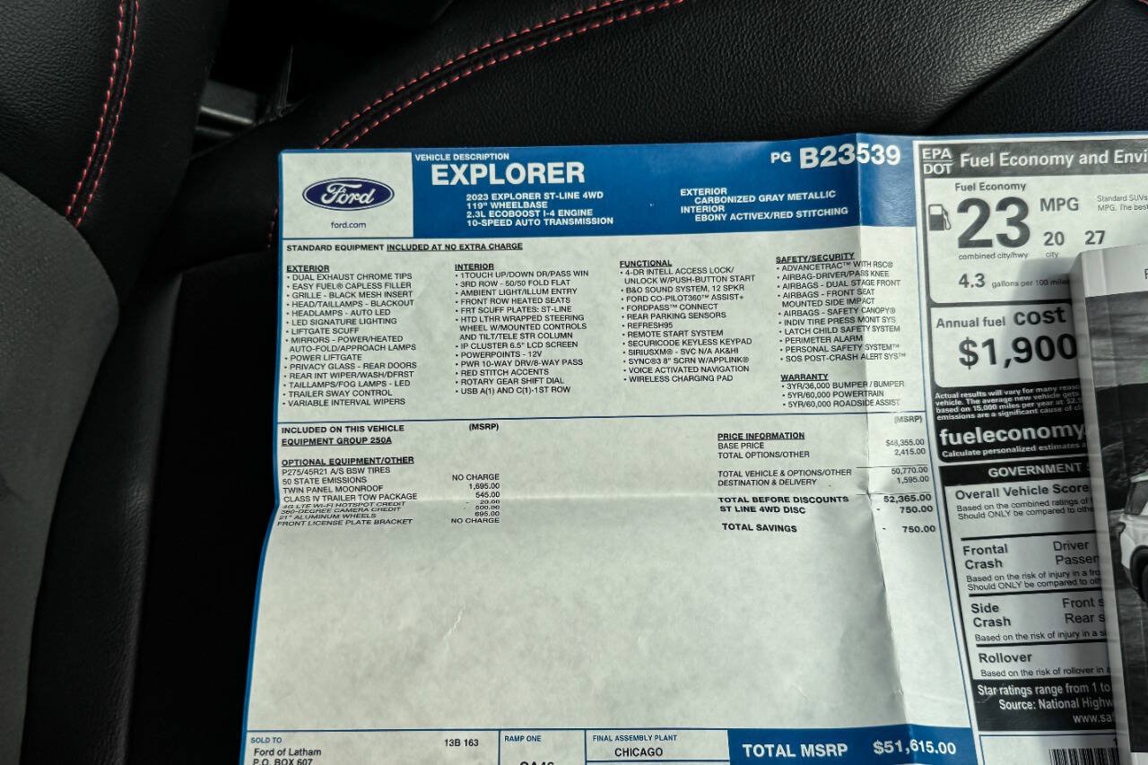 Used 2023 Ford Explorer ST-Line w/ Class IV Trailer Tow Package AWD/4WD image 38