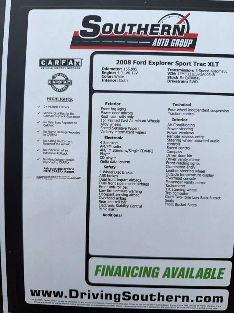 Used 2008 Ford Explorer Sport Trac XLT RWD image 10