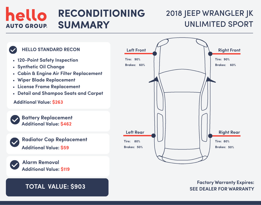 Used 2018 Jeep Wrangler Unlimited Sport w/ Connectivity Group AWD/4WD image 3