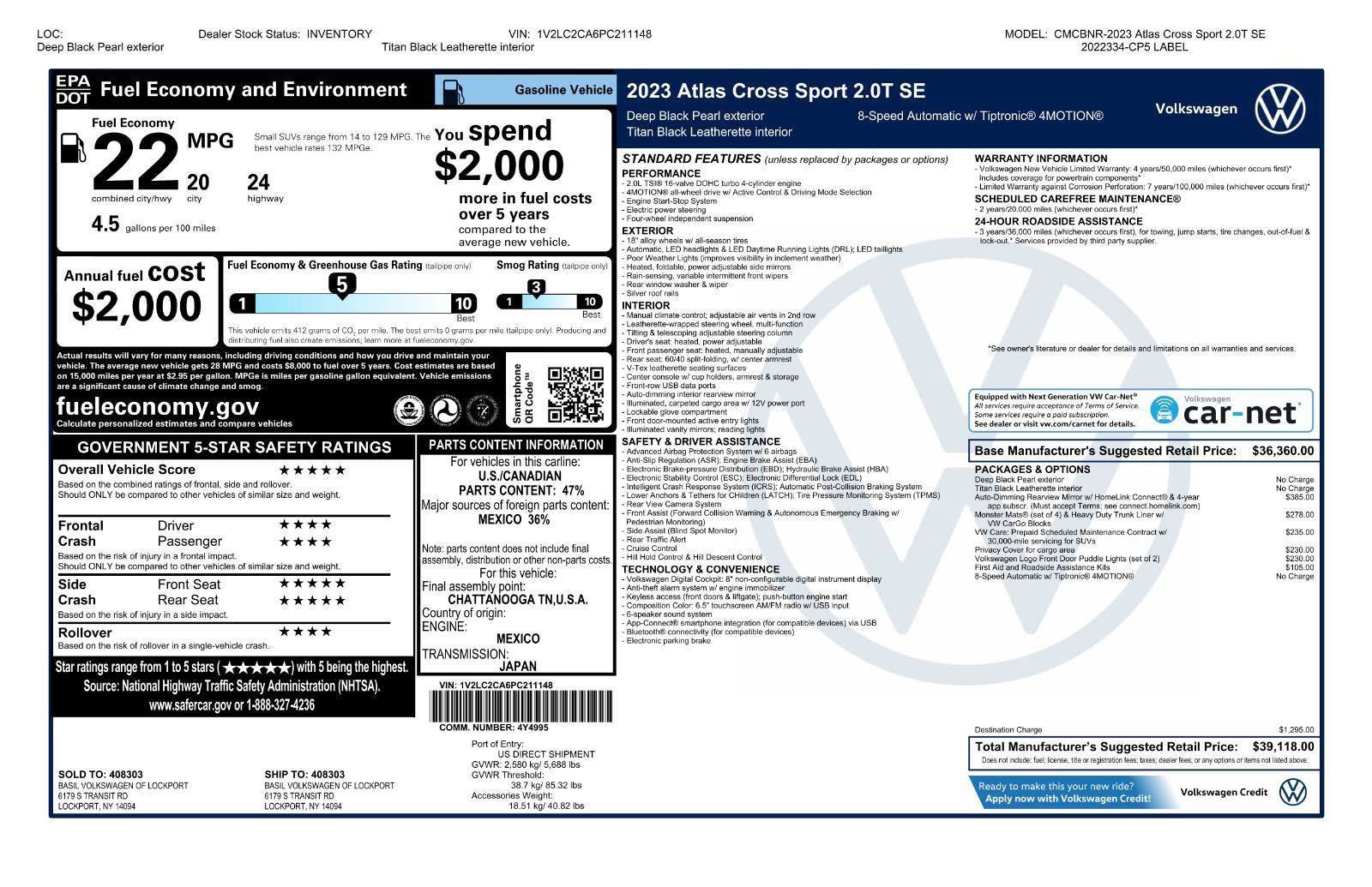 Certified 2023 Volkswagen Atlas Cross Sport SE image 42
